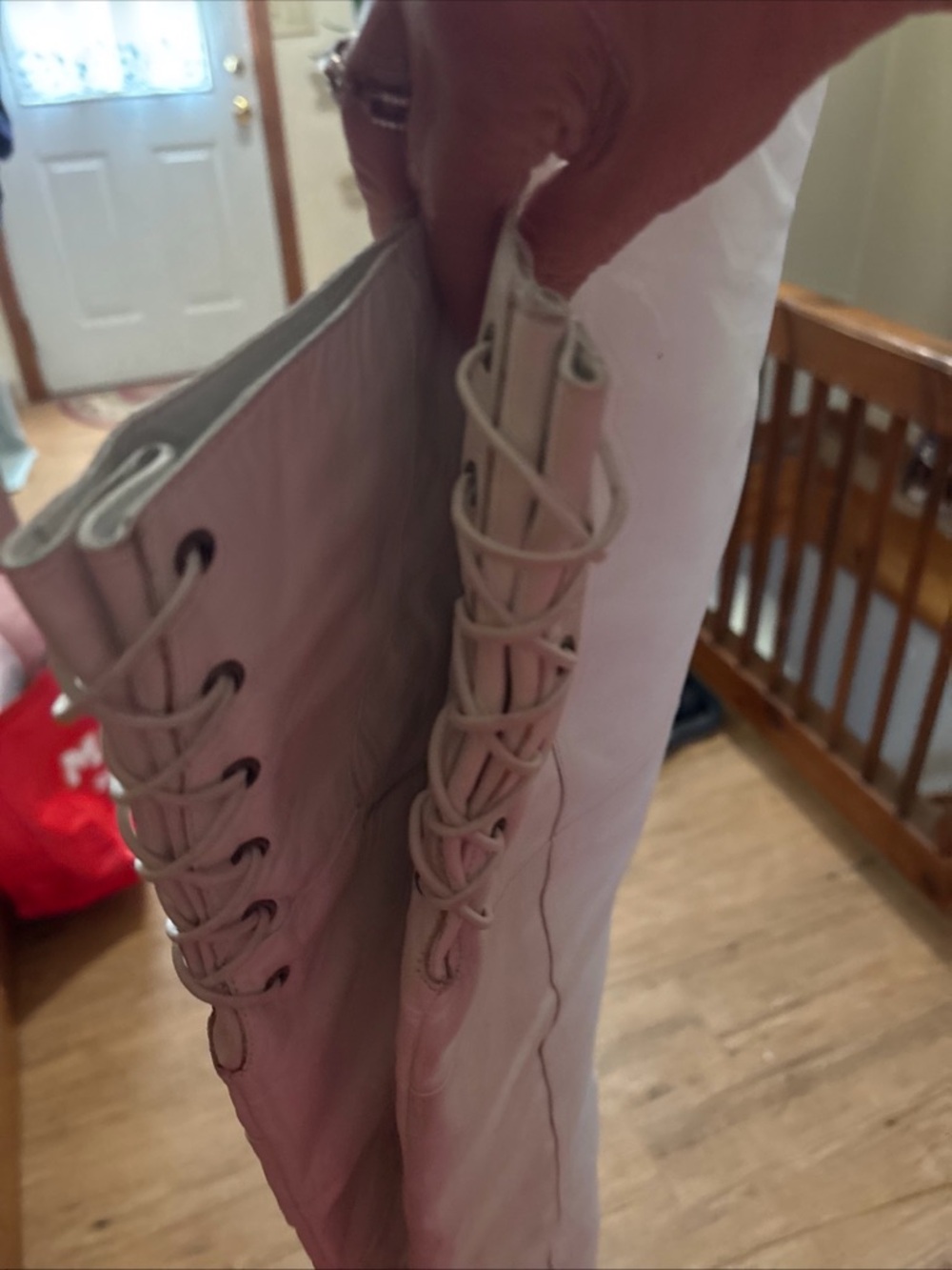 Vintage Dolcis white leather thigh boots Toy lace up back size 9M - Picture 16 of 16